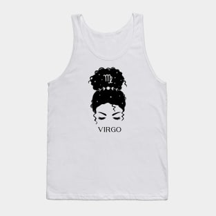 Messy Bun Celestial Queen: Virgo Zodiac Sign Tank Top